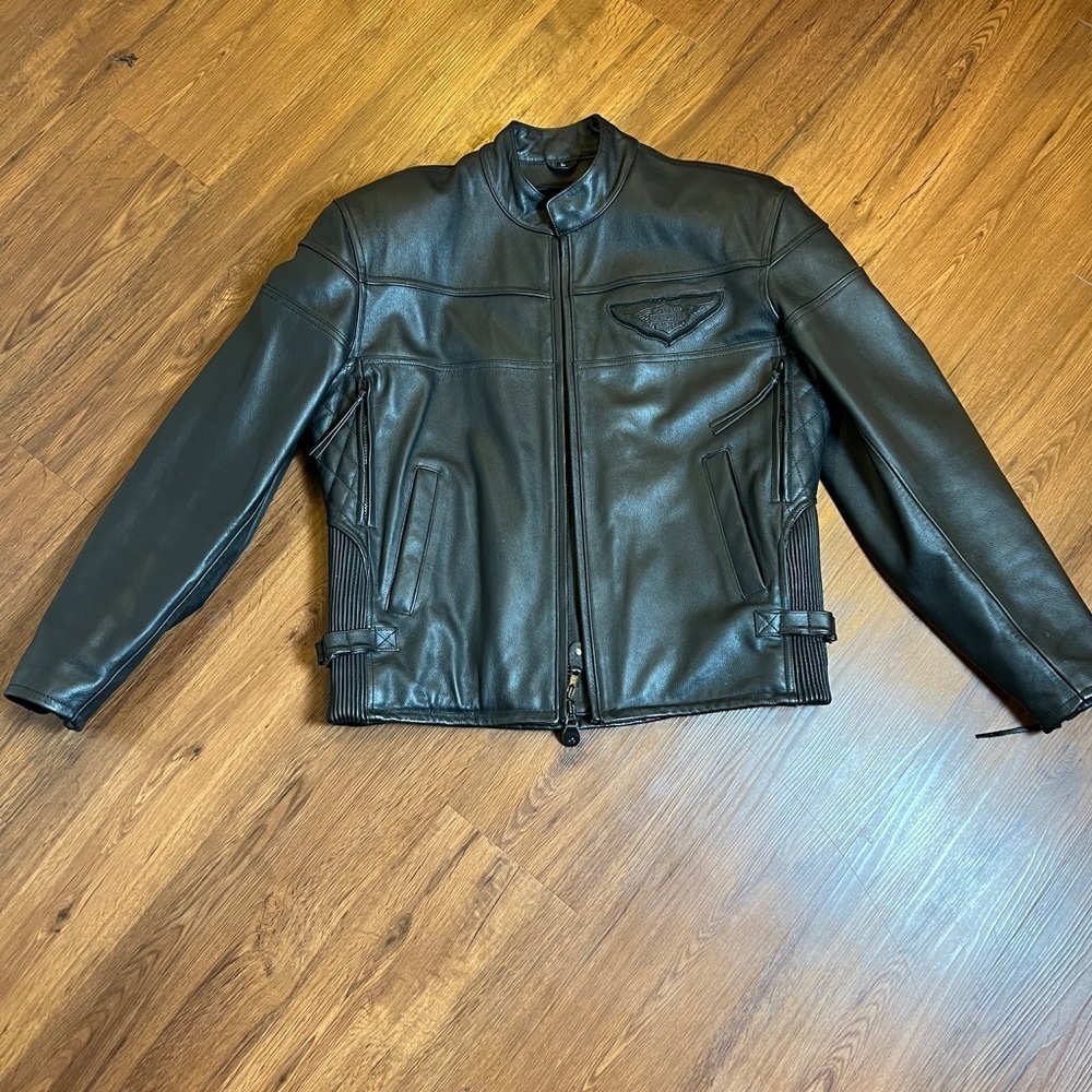Harley-Davidson Men’s Black Leather Vintage Motorcycle Jacket Biker Sz Large